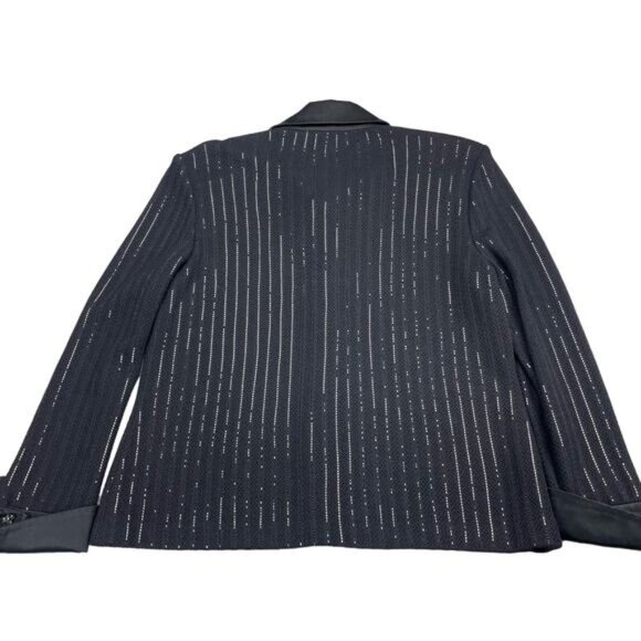 ST. JOHN COLLECTION Evening Paillette Striped Jacket Sz 6 Black - Picture 9 of 10